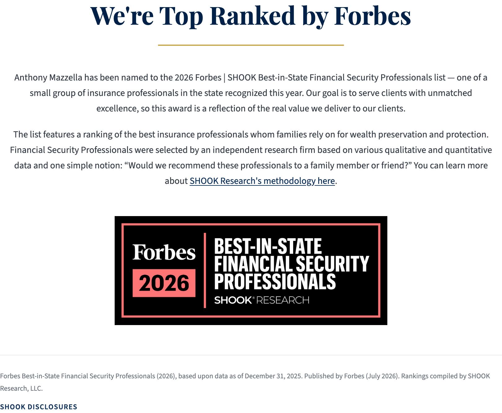 Announcement of Forbes qualification